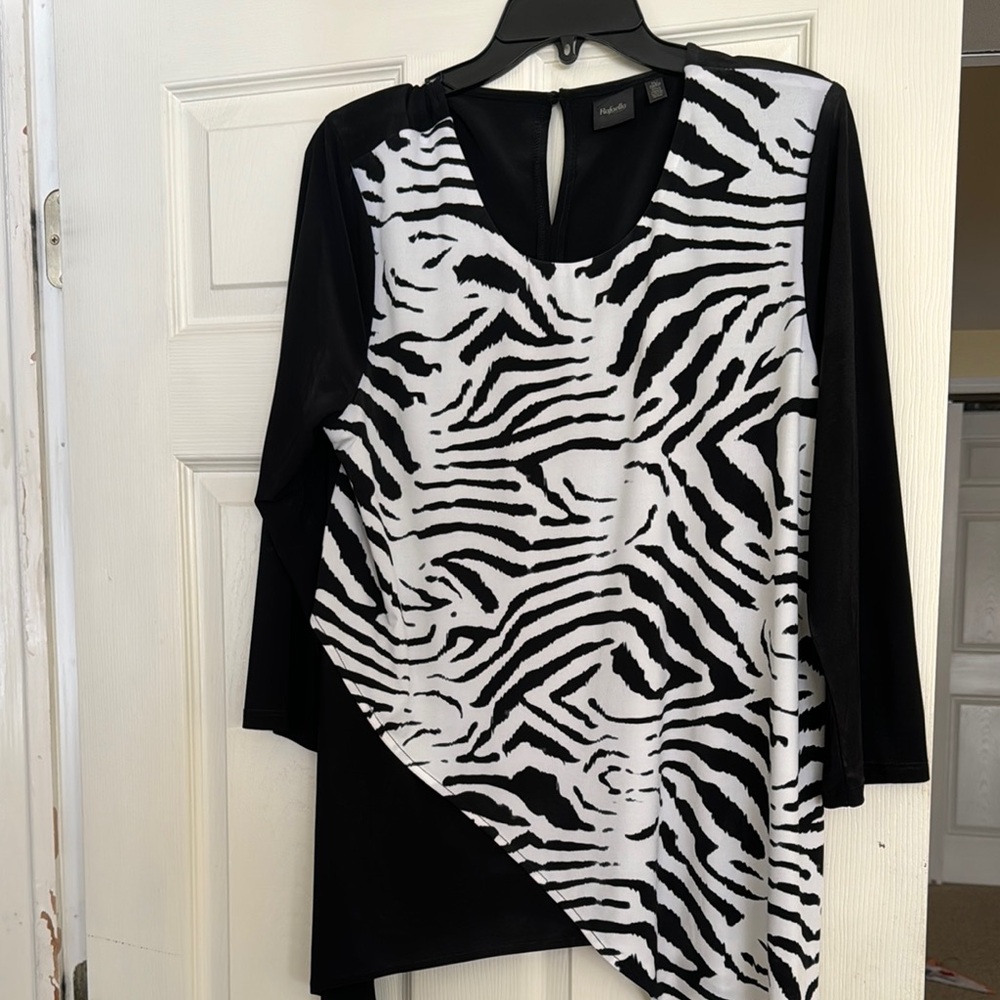 Zebra Print Black and White Top